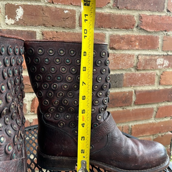 Frye Jenna Disc Short Leather Boots Brown 8 - Picture 5 of 13